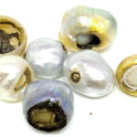 Gold, white and blue South Sea 'broken' pearls. Great colour and lustre.