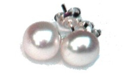 White Button Pearl Studs