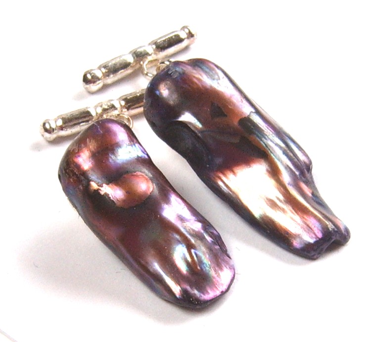 Specimen Pair of Comet Pearls Silver Chain Cufflinks