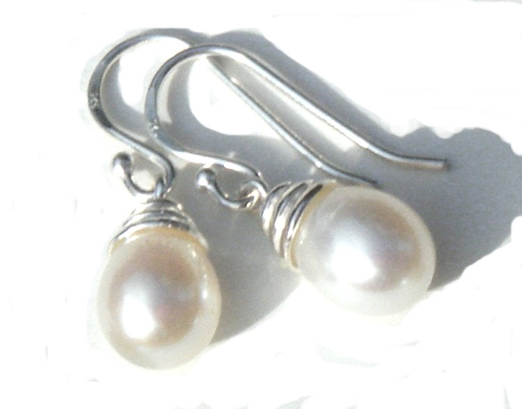 White Drop Pearl Earrings