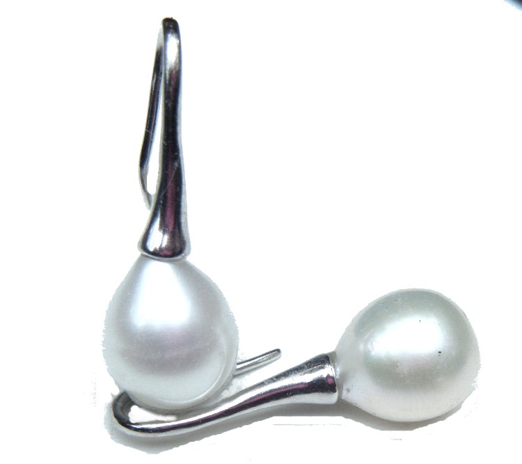 White Drop Pearls on Silver