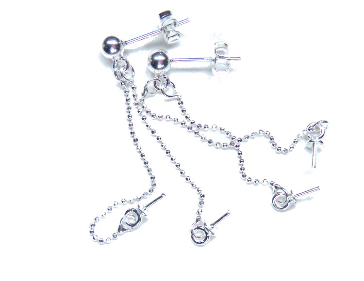 Two Chain Drops Silver Earrings