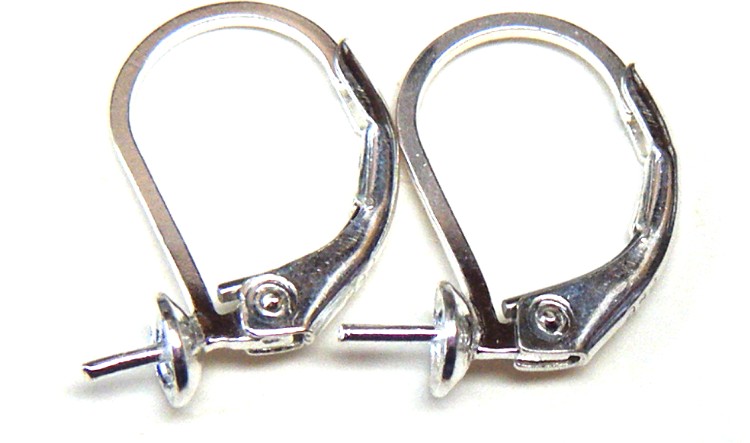 Silver French Loop Earwires with Pearl Cup