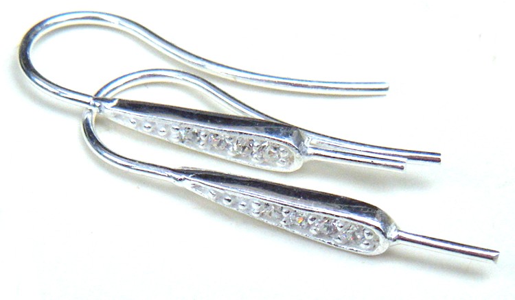 Silver Broader Loop Earwires with zircons