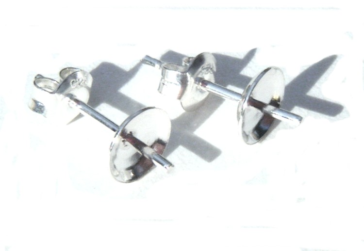 Silver Pearl Large Cup Ear Wire