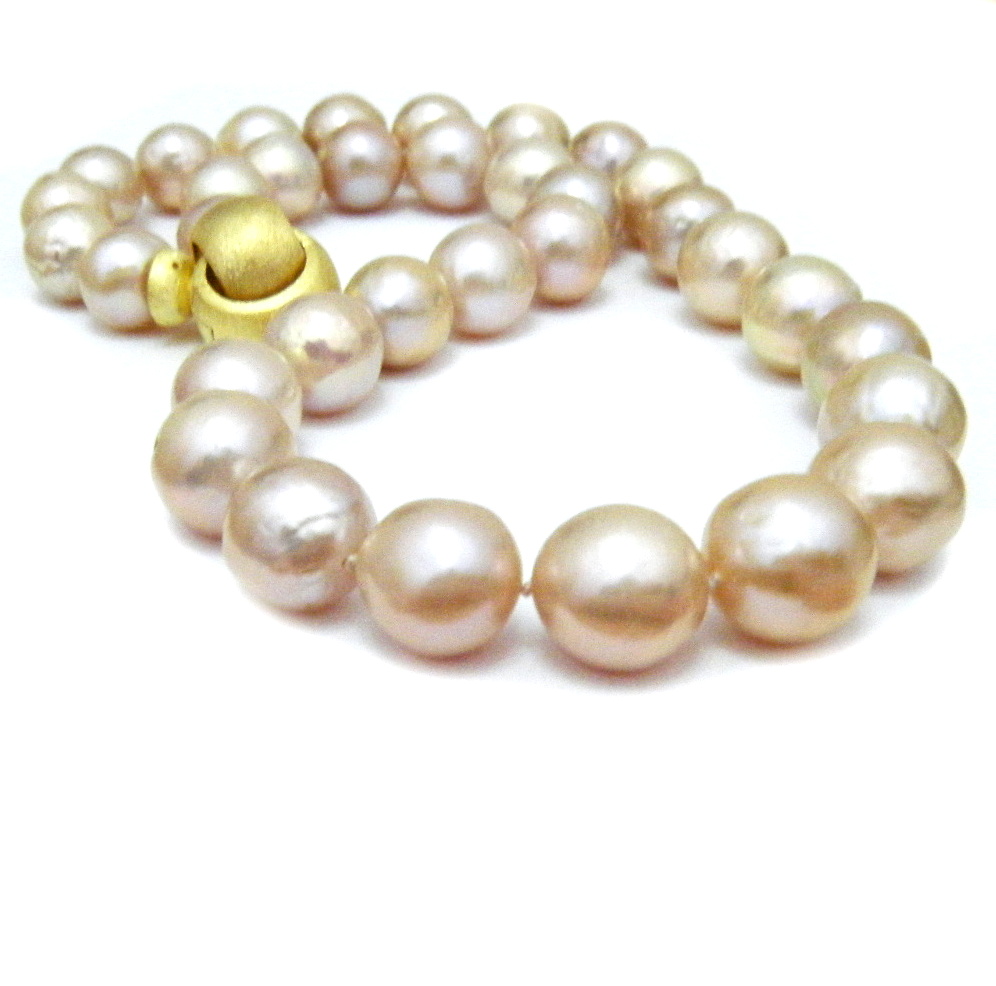 Gold and Peach Pearl Necklaces