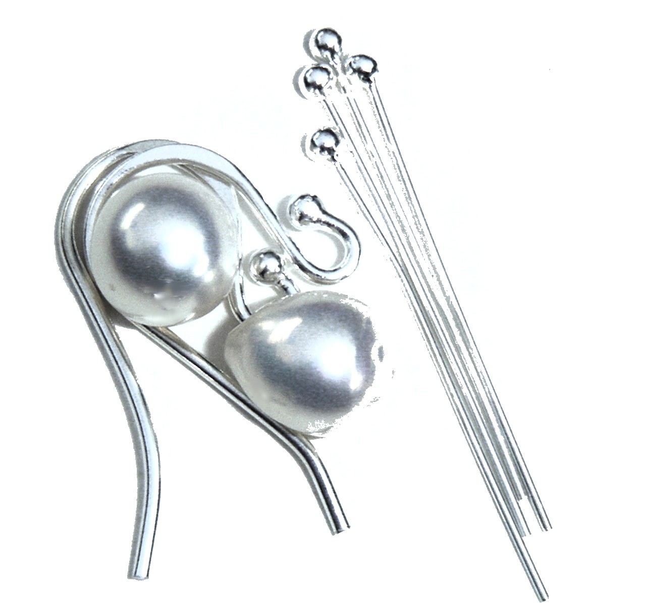 AAA White Pearl Earring Kit with Silver