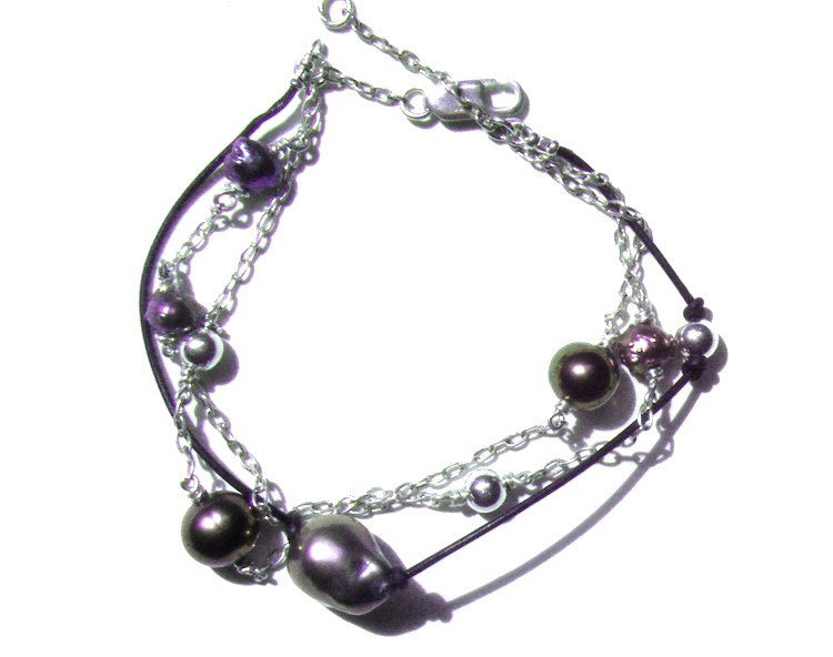 Leather and Pearl Bracelets