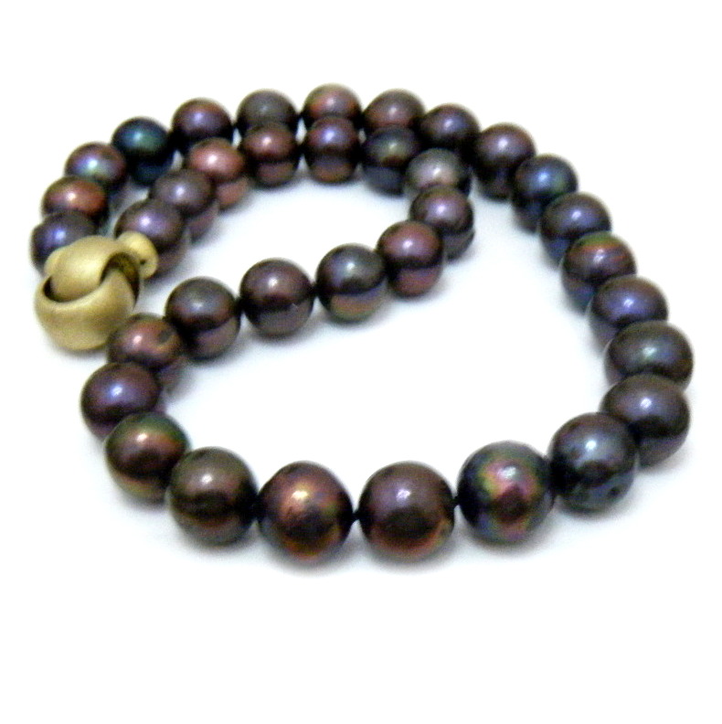 Peacock Black Grade AA+12.6-14.6mm Pearls Necklace