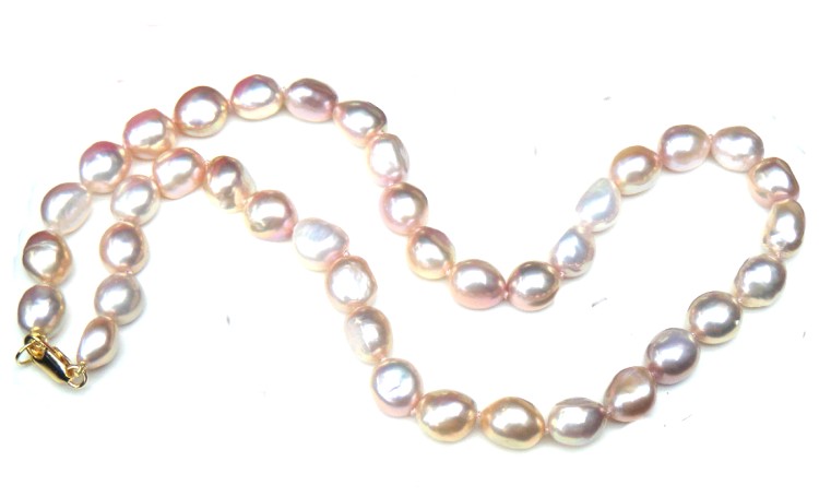Peach Gold Irregular Shaped Pearls Necklace