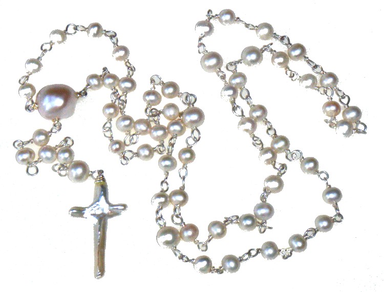 White Pearls and Silver Rosary