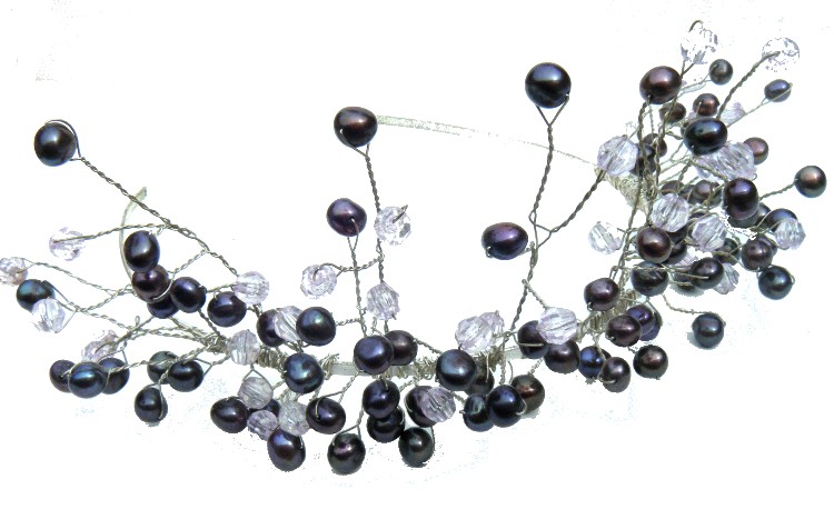 Purple Pearls and Pink Crystals Silver Tiara