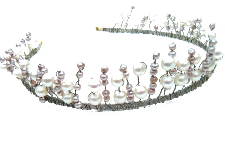 Pink and White Pearls Tiara